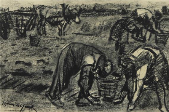 Hubert Malfait | charcoal drawing The Harvest | MutualArt