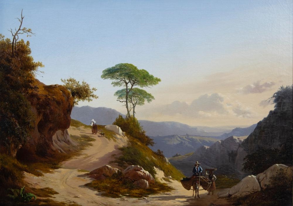 Artwork by Edouard de Vigne, oil on canvas Southern landscape, Made of oil on canvas
