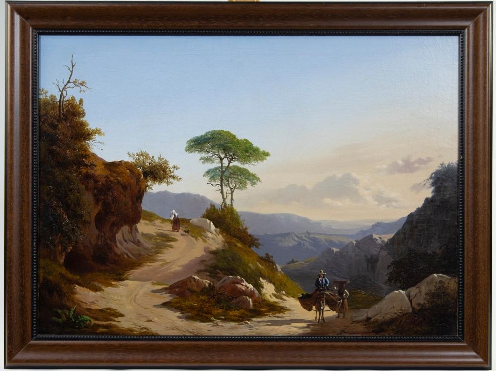 Artwork by Edouard de Vigne, oil on canvas Southern landscape, Made of oil on canvas