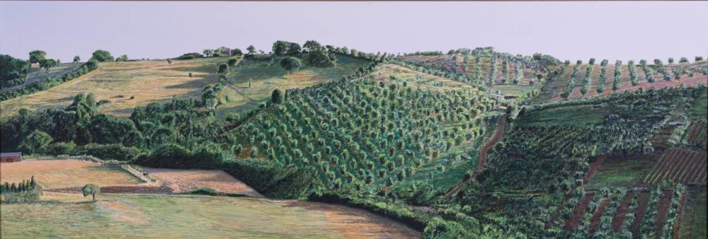 Artwork by Tom Fawkes, Montemerano II,, Made of ACRYLIC ON WOOD PANEL, LANDSCAPE., TOM FAWKES ACRYLIC ON WOOD PANEL