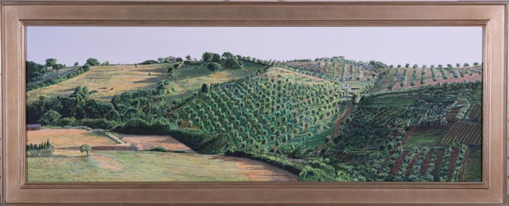 Artwork by Tom Fawkes, Montemerano II,, Made of ACRYLIC ON WOOD PANEL, LANDSCAPE., TOM FAWKES ACRYLIC ON WOOD PANEL