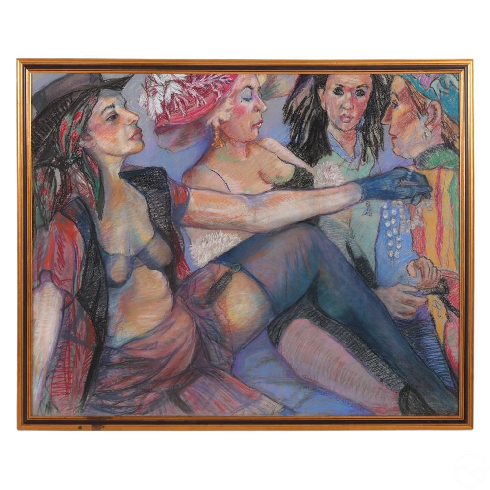 Artwork by Natalie Marino D'Alessio, Backstage with Pearls & the Girls, Made of pastel on paper