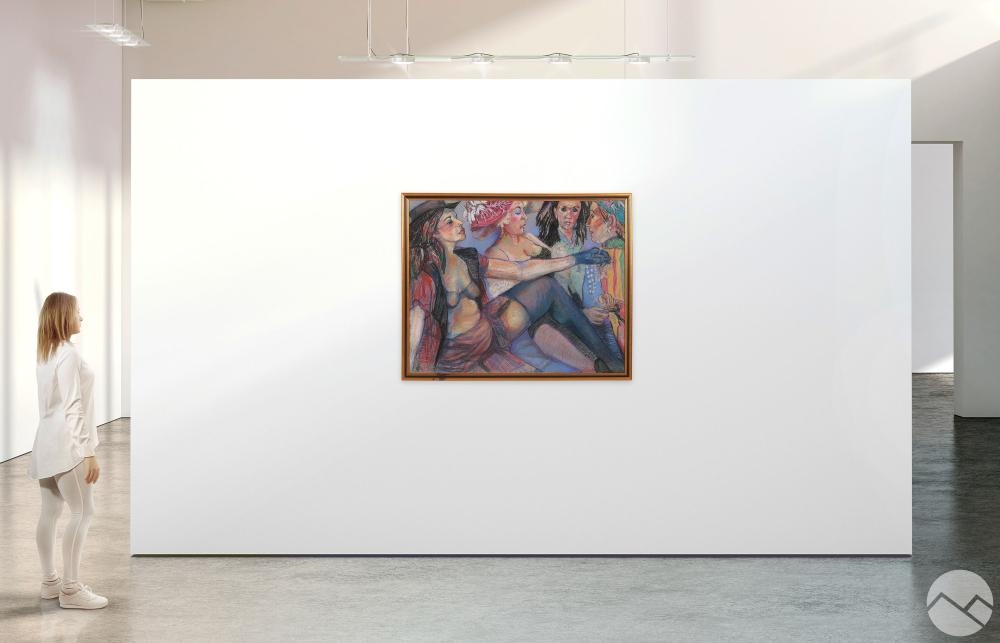 Artwork by Natalie Marino D'Alessio, Backstage with Pearls & the Girls, Made of pastel on paper