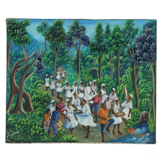 Edgar Brierre b1933 Haitian Voodoo Dancer Painting - Edgar Brierre