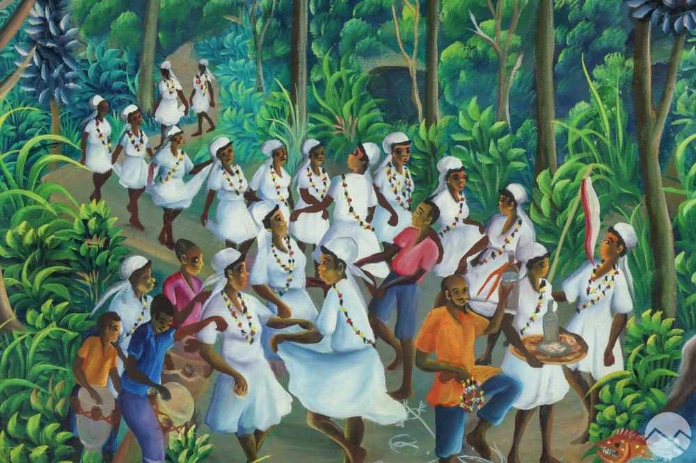 Artwork by Edgar Brierre, Edgar Brierre b1933 Haitian Voodoo Dancer Painting, Made of painting on canvas