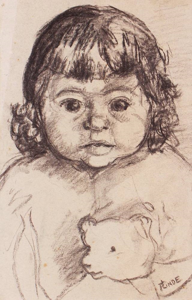 Artwork by Johann Peter Linde, Johann Peter Linde (1908, Lübeck - 1976, Travemünde, Made of charcoal drawing