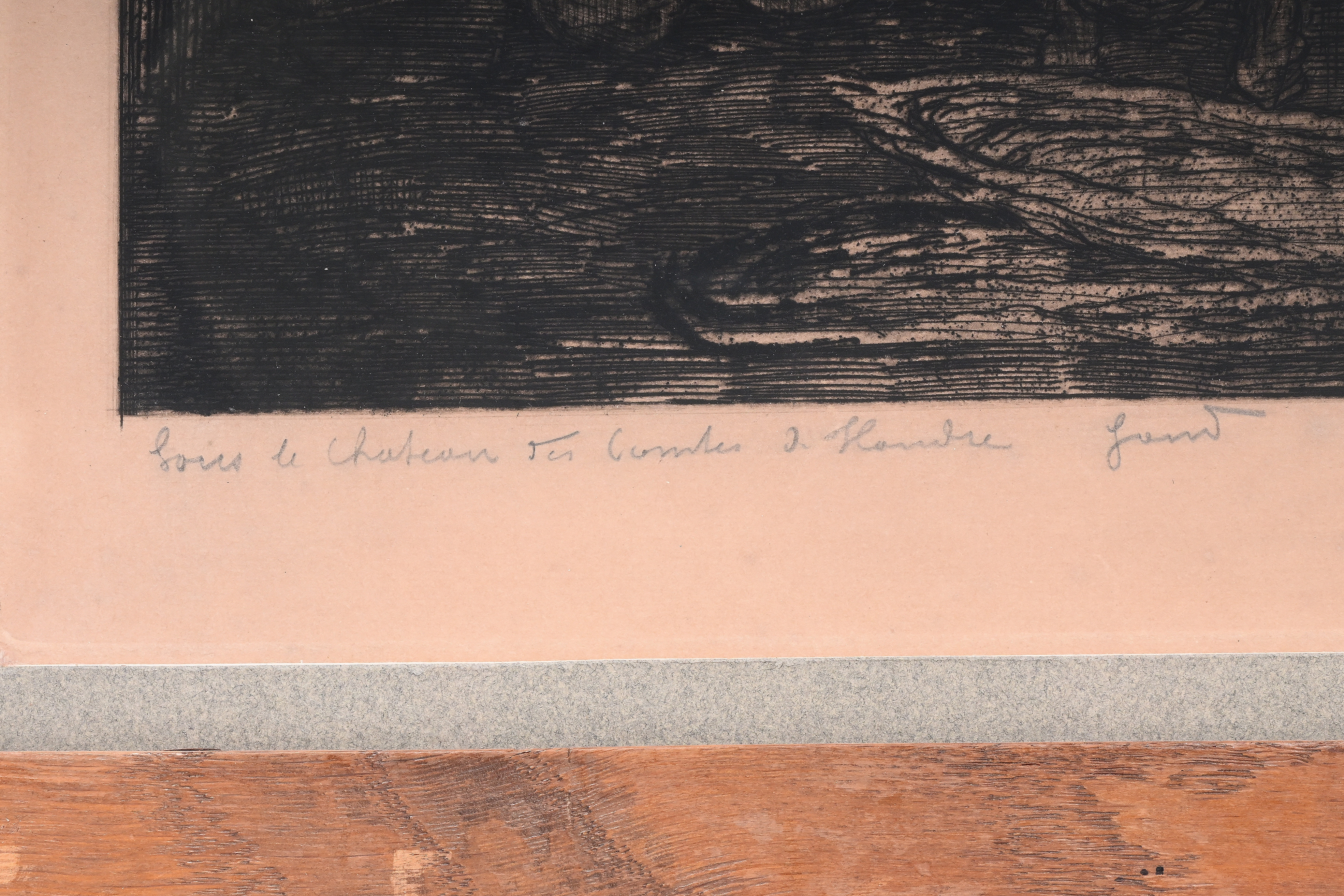 Artwork by Jules de Bruycker, Sous le Chateau des Comtes de Flandre Gand, Made of etching