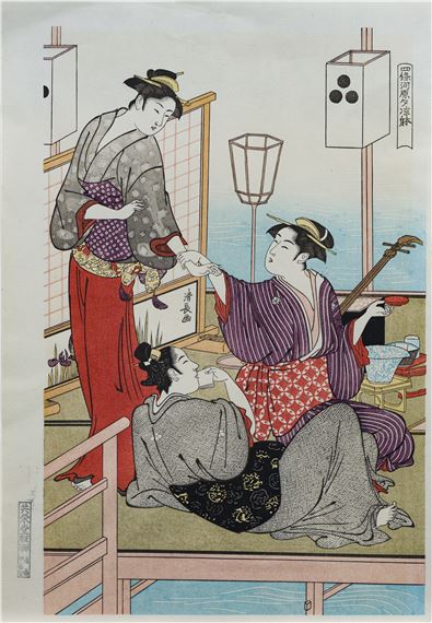 Summer Evening at Shijo Bridge by Torii Kiyonaga, circa 1970