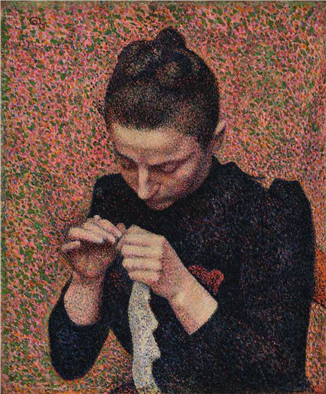Jeune femme faisant du crochet (Julie Lemmen by Georges Lemmen, Executed in 1890