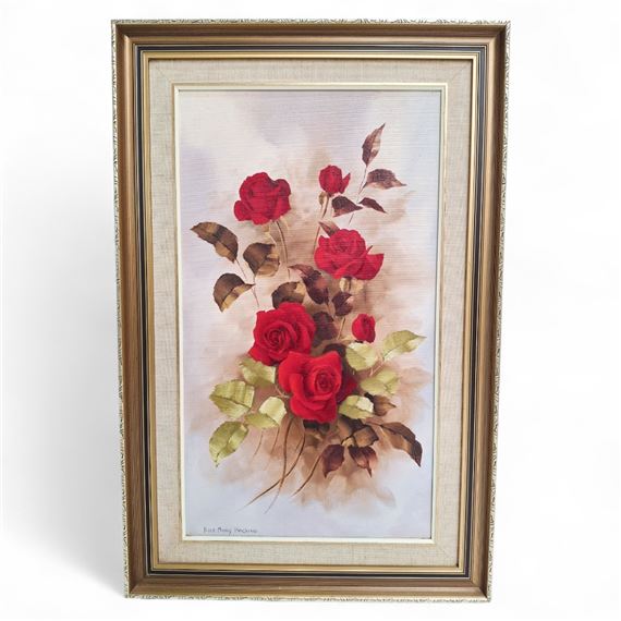 Rose Mary Hacking | ORNATELY CARVED GILT FRAMED STILL LIFE OF ROSES OIL ...