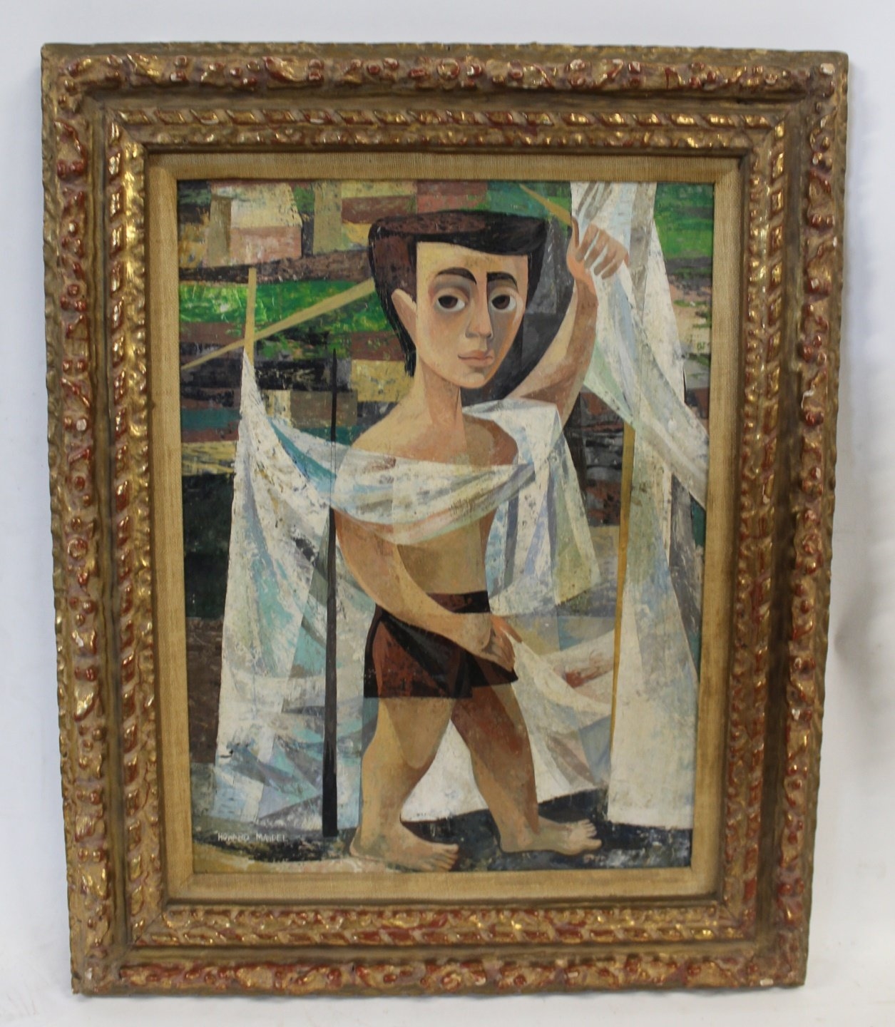 Artwork by Howard Mandel, Boy with nets, Made of Oil on board