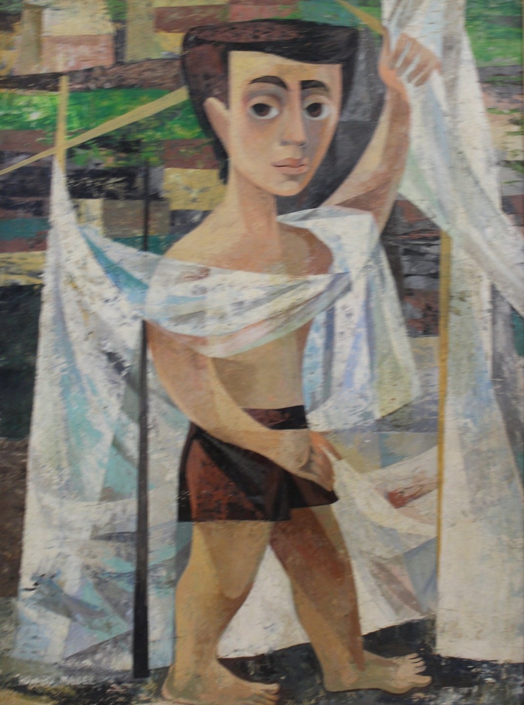 Artwork by Howard Mandel, Boy with nets, Made of Oil on board