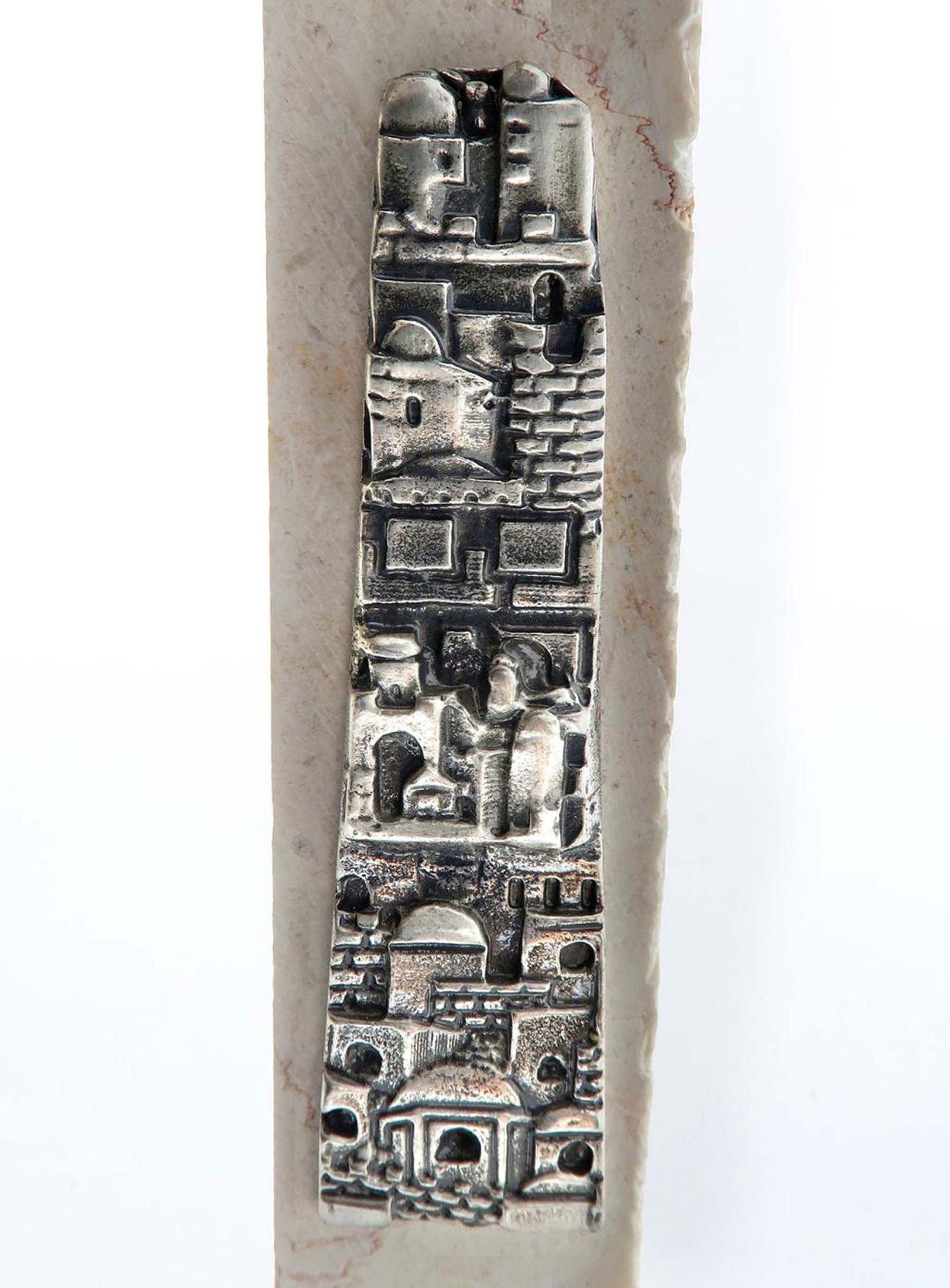 Artwork by John Hagee, John Hagee Pair of Judaica Jerusalem Stone Candlesticks, Made of Stone