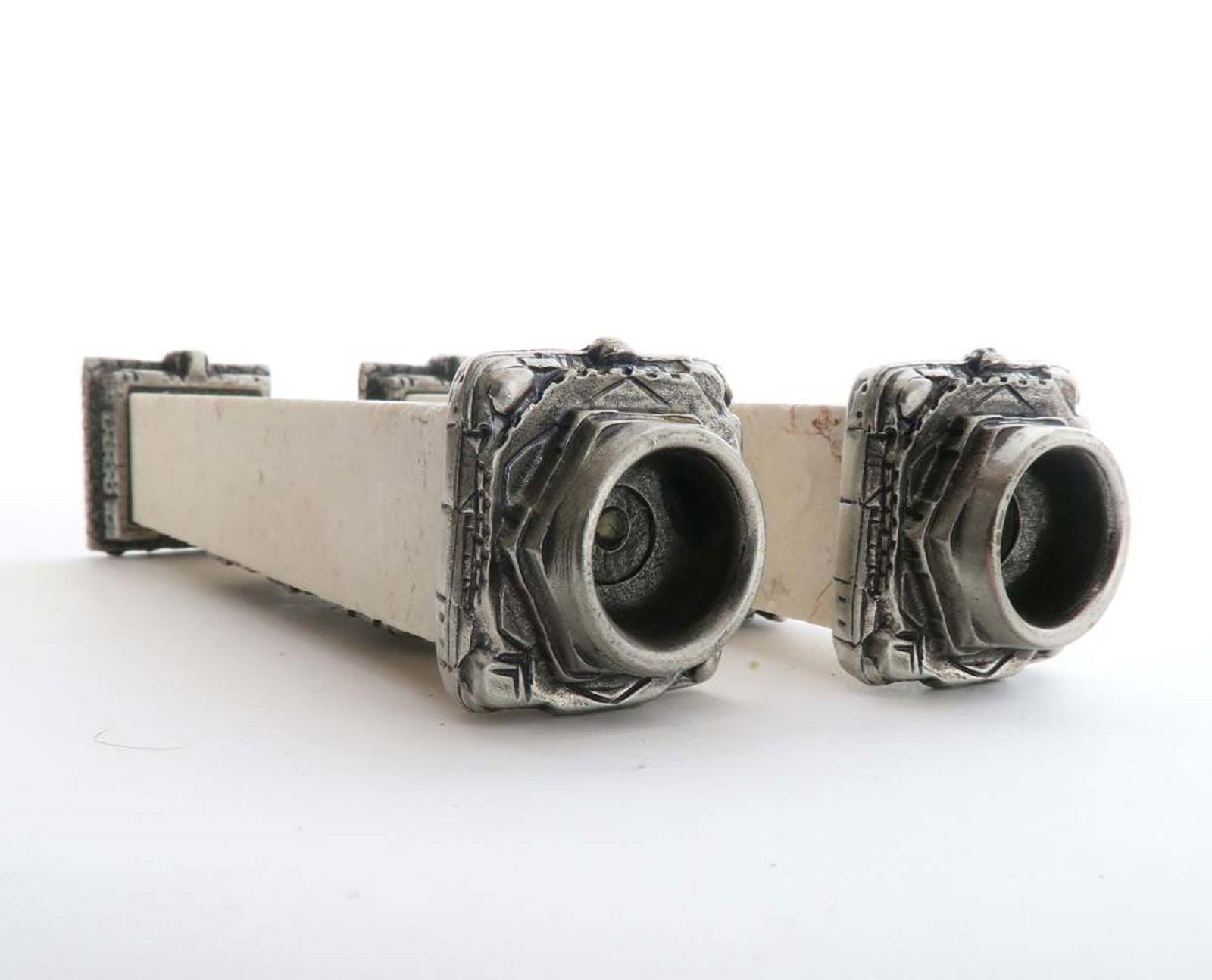 Artwork by John Hagee, John Hagee Pair of Judaica Jerusalem Stone Candlesticks, Made of Stone