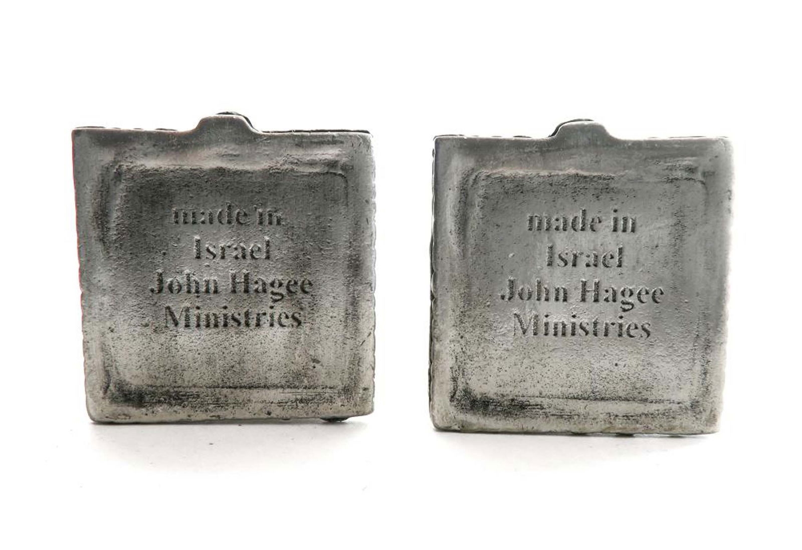 Artwork by John Hagee, John Hagee Pair of Judaica Jerusalem Stone Candlesticks, Made of Stone