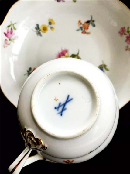 Meissen | German Meissen Hand Painted Porcelain Cup & Saucer | MutualArt