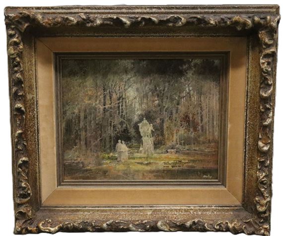 Alan Maley | Alan Maley - Forest w/ Statue - Oil Painting | MutualArt