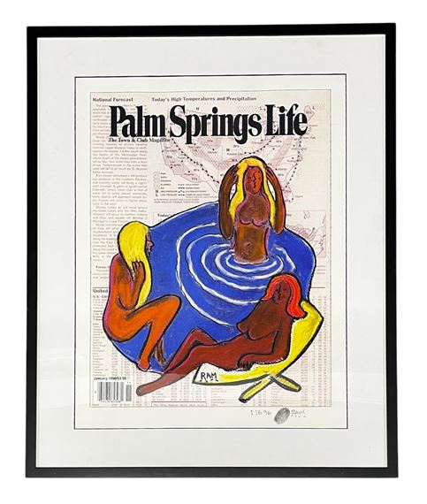 Ram, Palm Springs Life, Mixed Media, Signed and Dated 1/16/96 - Ram