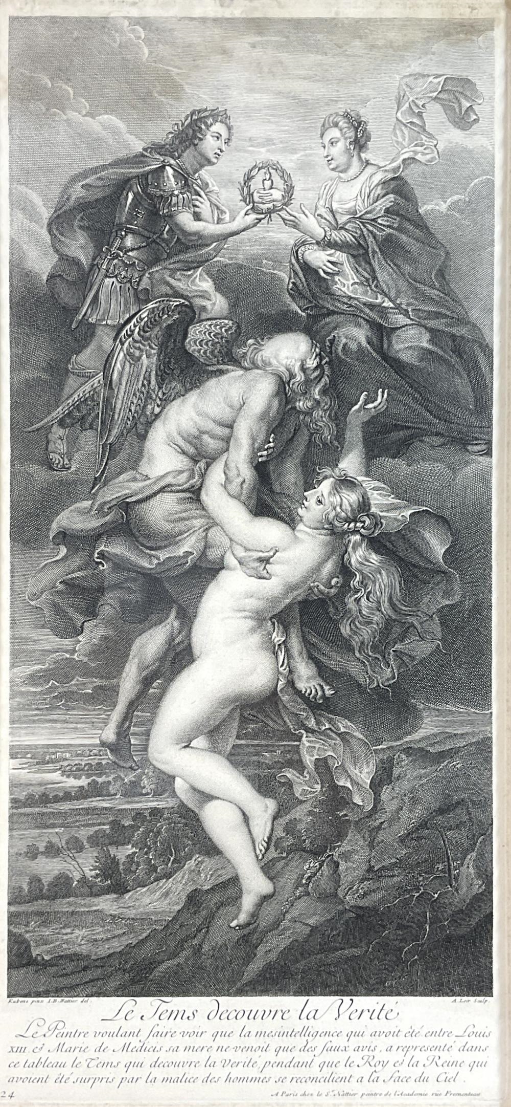Artwork by Peter Paul Rubens, Alexis Loir, Le Tems decouvre la Verité, Made of Engraving