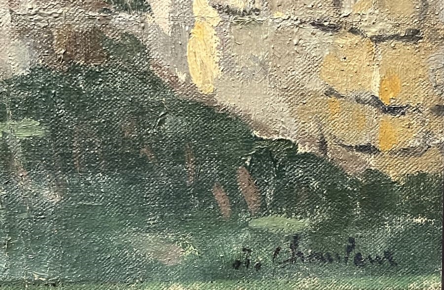 Artwork by Joseph Alphonse Chauleur, Effect of light on a Breton chapel, Made of Oil on canvas