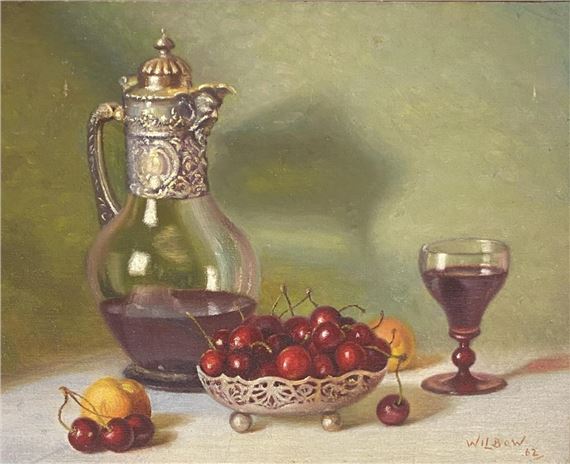 Still Life Cherries & Wine 1962 by Clive Wilbow, 1962