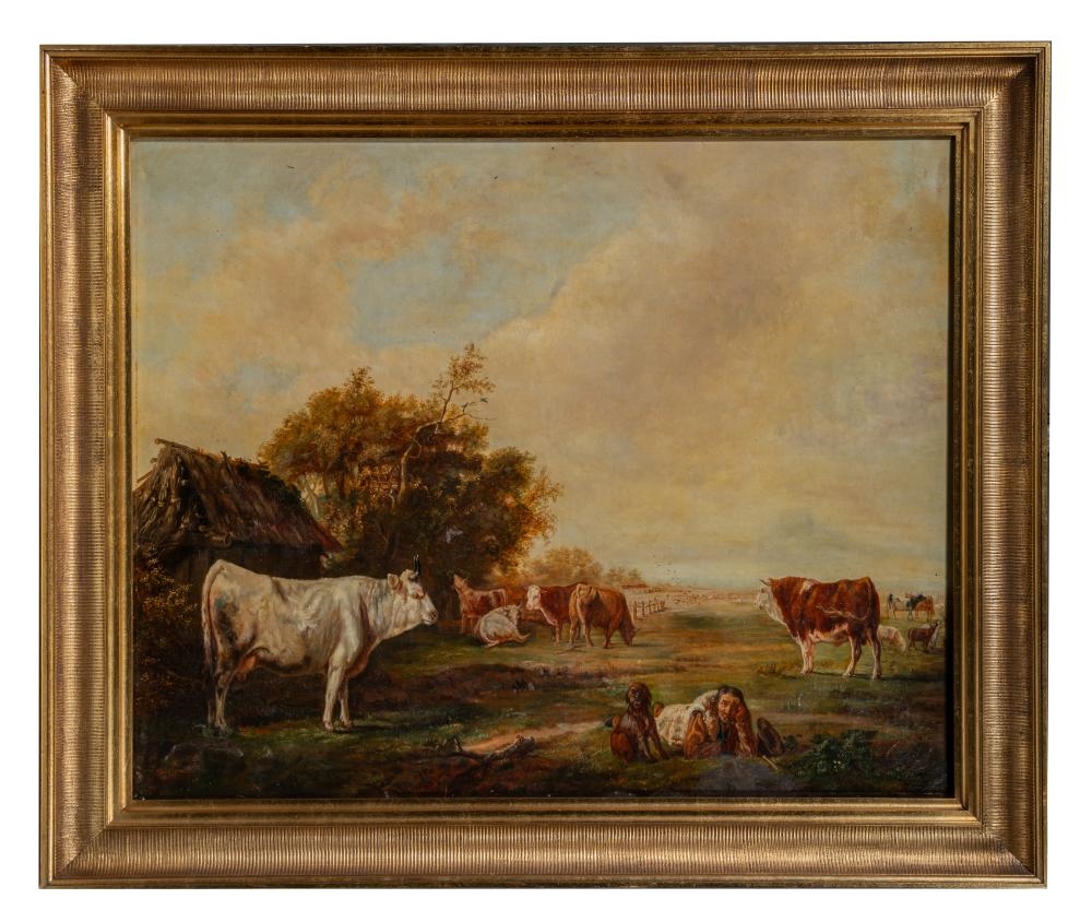Claude P. Emile Gleize | Resting Shepherd with his flock of cows (1892 ...