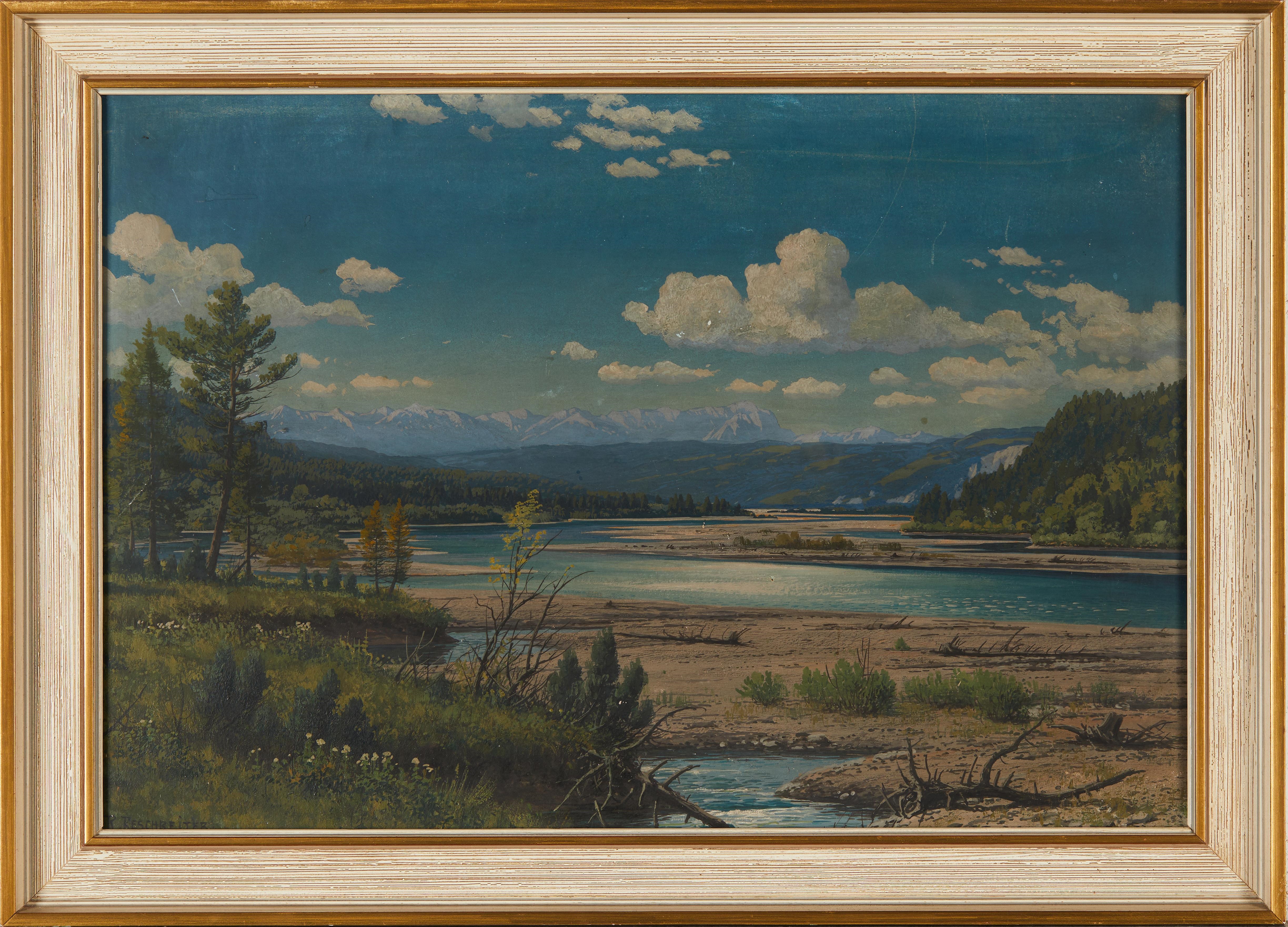 Artwork by Rudolf Reschreiter, Im Isartal, Made of tempera on cardboard