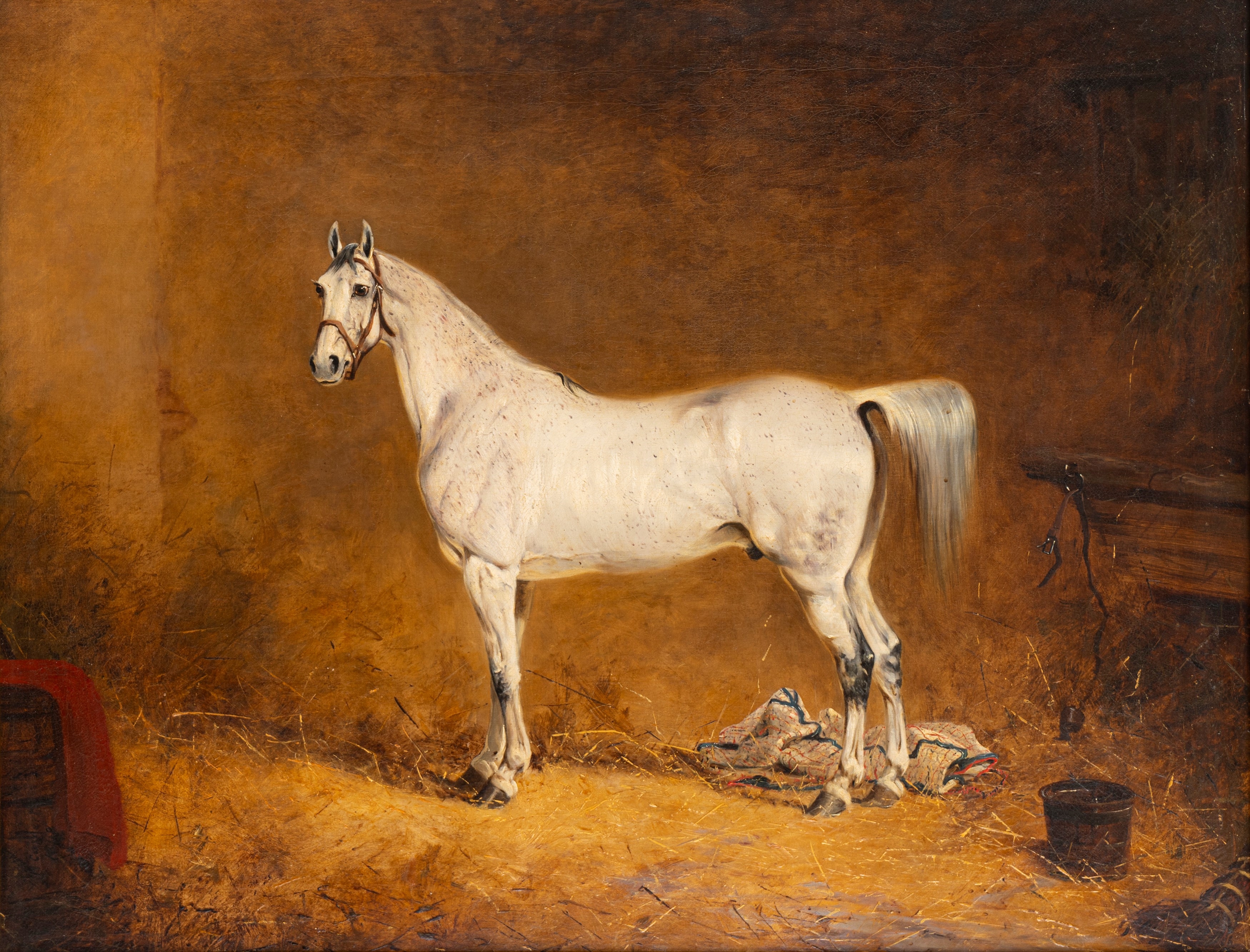Henry Calvert | White horse in the stable, 1848 (1848) | MutualArt
