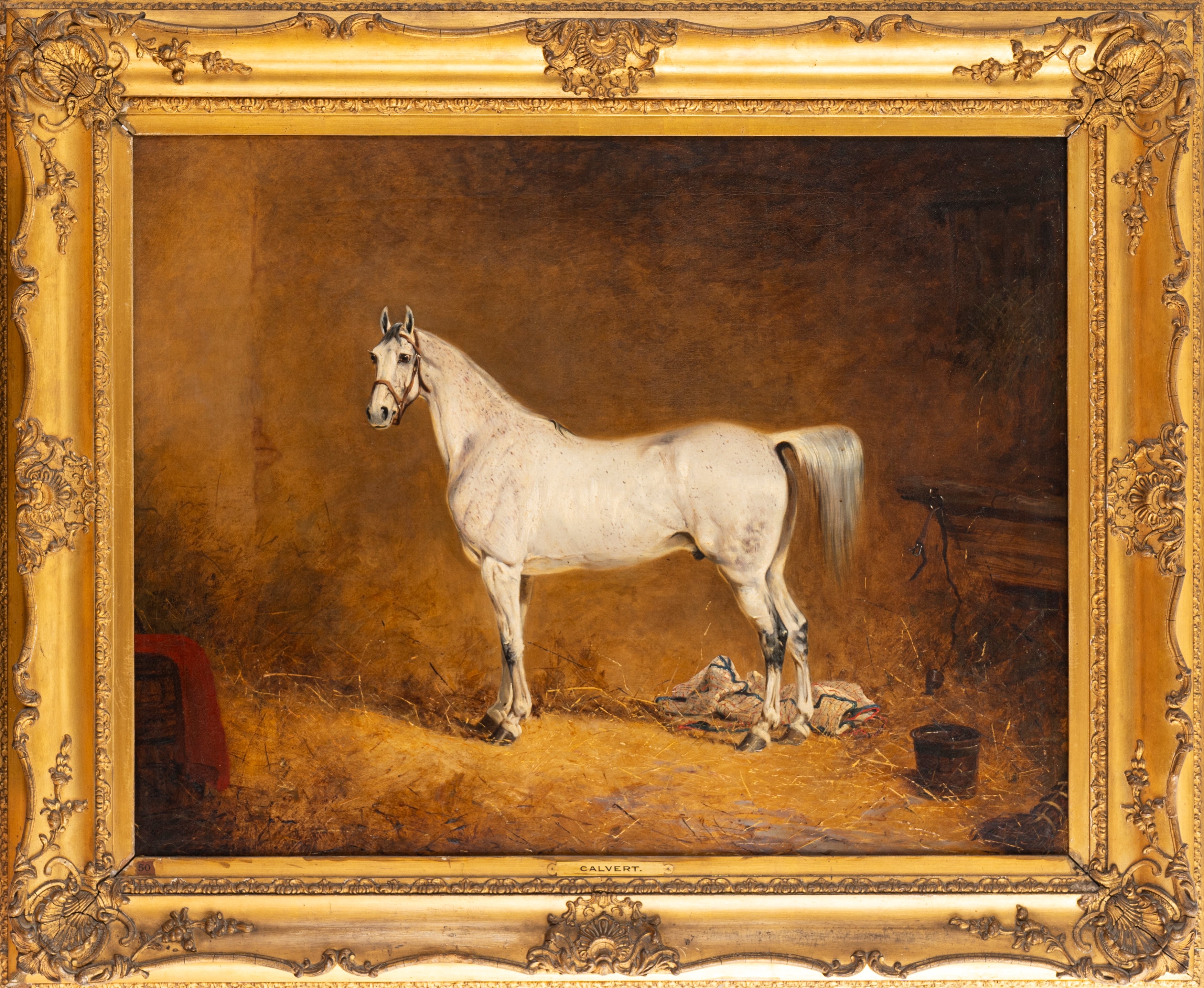 Henry Calvert | White horse in the stable, 1848 (1848) | MutualArt