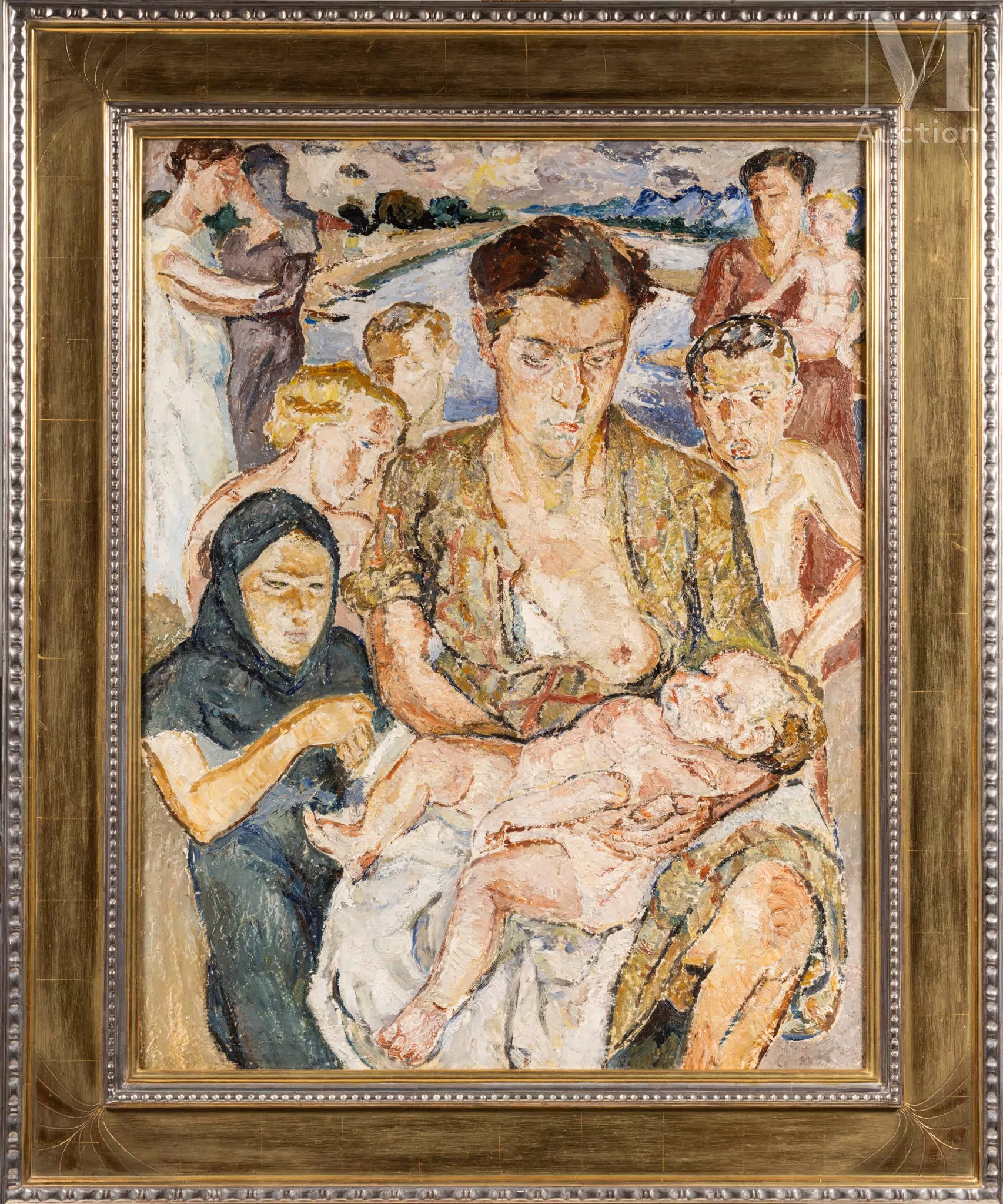 Artwork by Maria-Mela Muter, Maternité surplombant le Rhône, Made of oil on panel