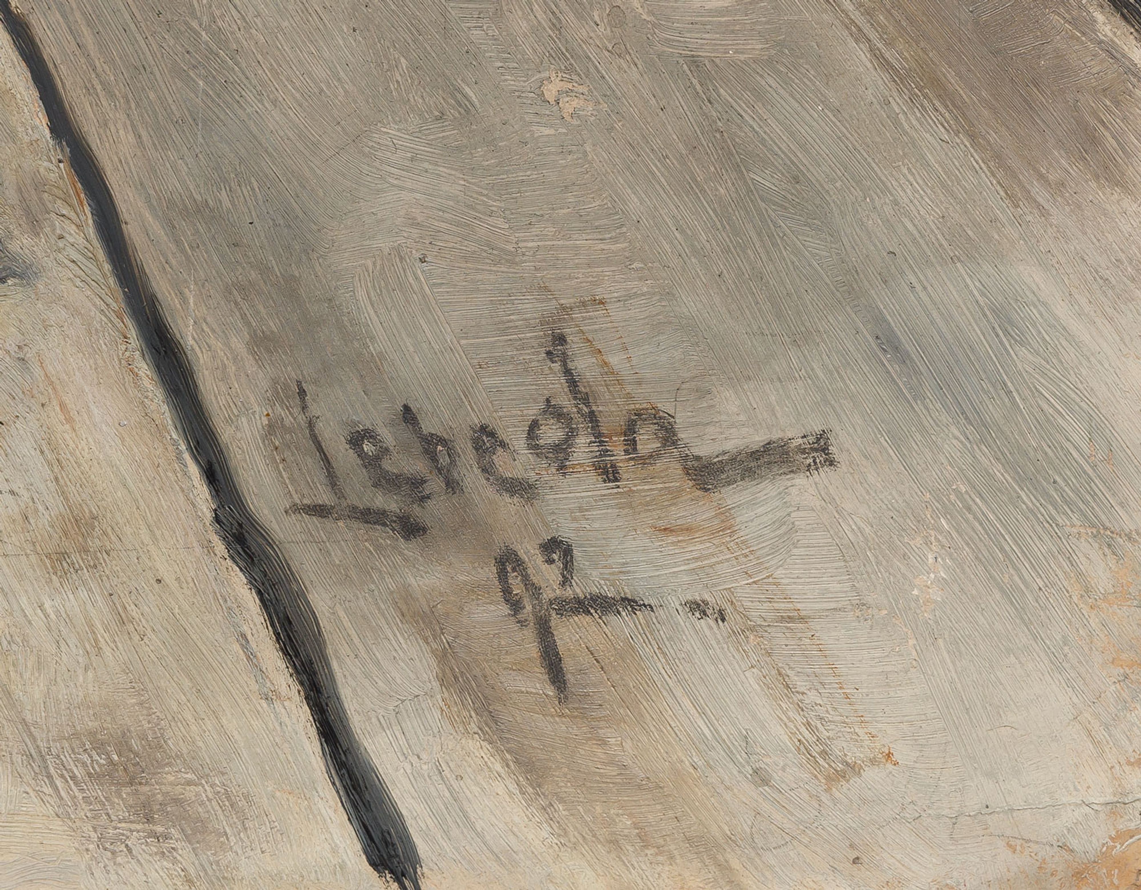 Artwork by Otakar Lebeda, Still Life with Logs, Made of oil on cardboard laid down on canvas