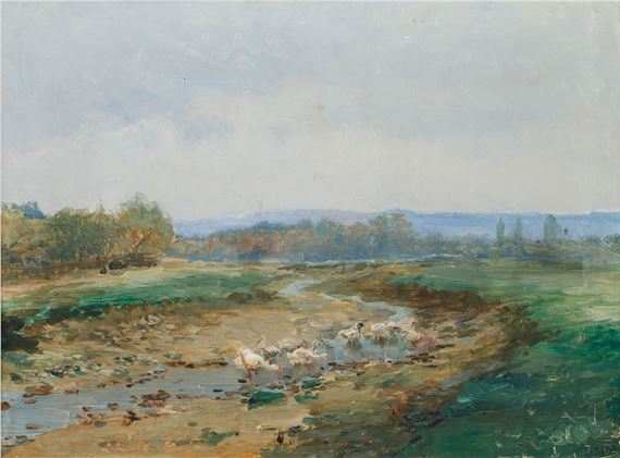 Geese by the Stream - Otakar Lebeda