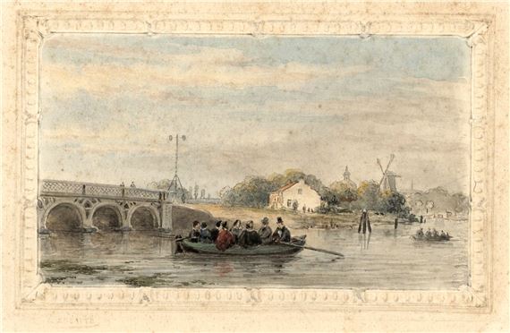 Bartholomeus Johannes van Hove | Dutch river scene with people in a ...