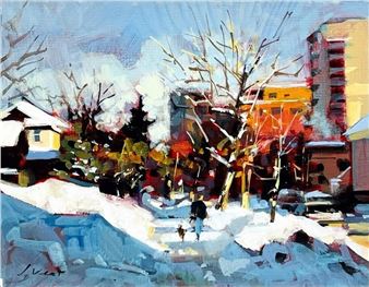 b. 1939
102 Ave - 116 Street Edtn
oil on paper
7 x 9 in 17.8 x 22.9 cm
signed lower left - Jim Vest
