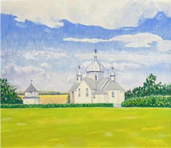 (1921 - 1998)
Holy Trinty Russo Greek Orthodox Church
oil on masonite
12 x 14 in 30.5 x 35.6 cm 1990
signed lower right - William Robert Sinclair