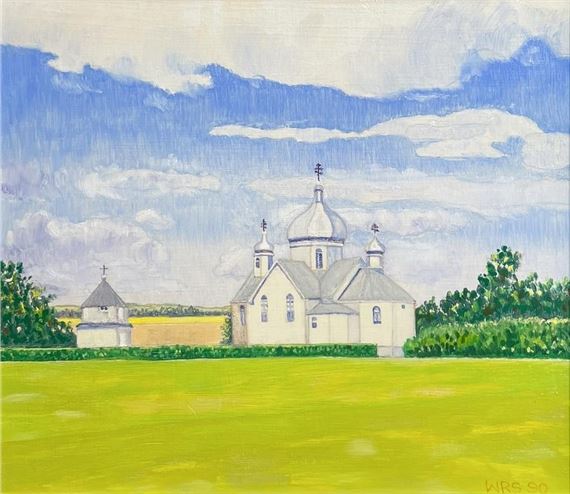 (1921 - 1998)
Holy Trinty Russo Greek Orthodox Church
oil on masonite
12 x 14 in 30.5 x 35.6 cm 1990
signed lower right - William Robert Sinclair