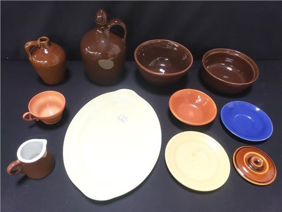 Group of pottery bowls, saucers, jugs, etc - Mark Bauer