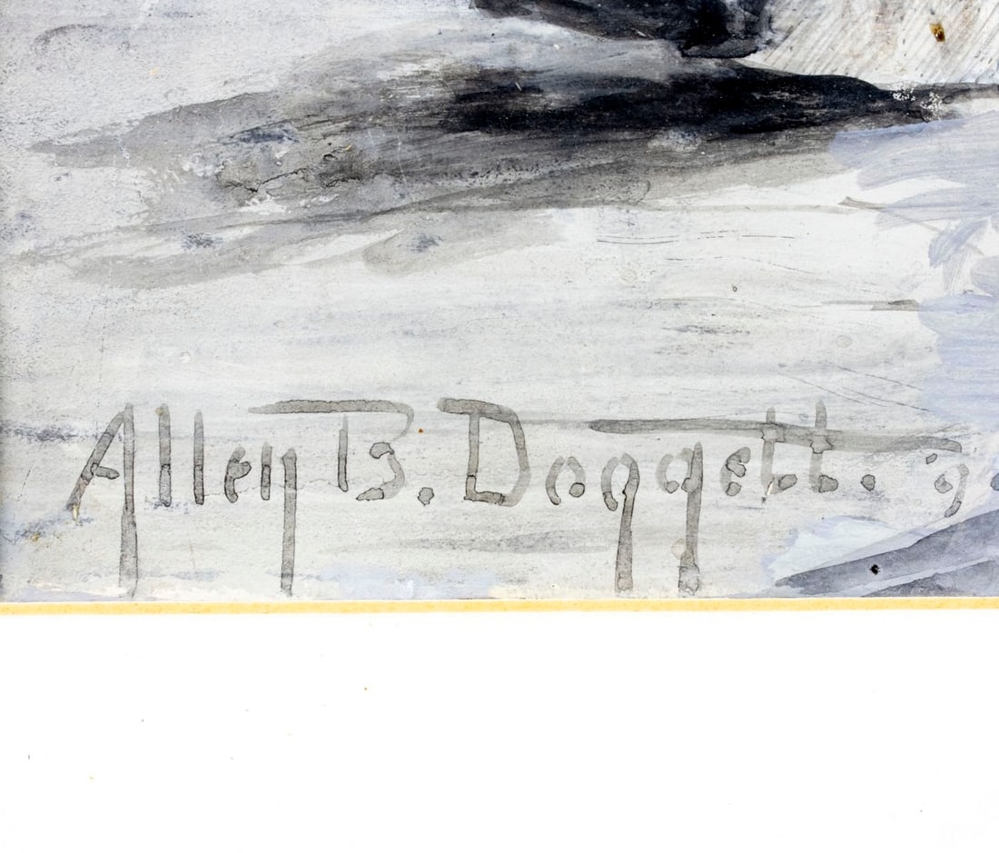 Artwork by Allen B. Doggett, Montague Street in the Gay Nineties, NY, Made of gouache on heavy paper