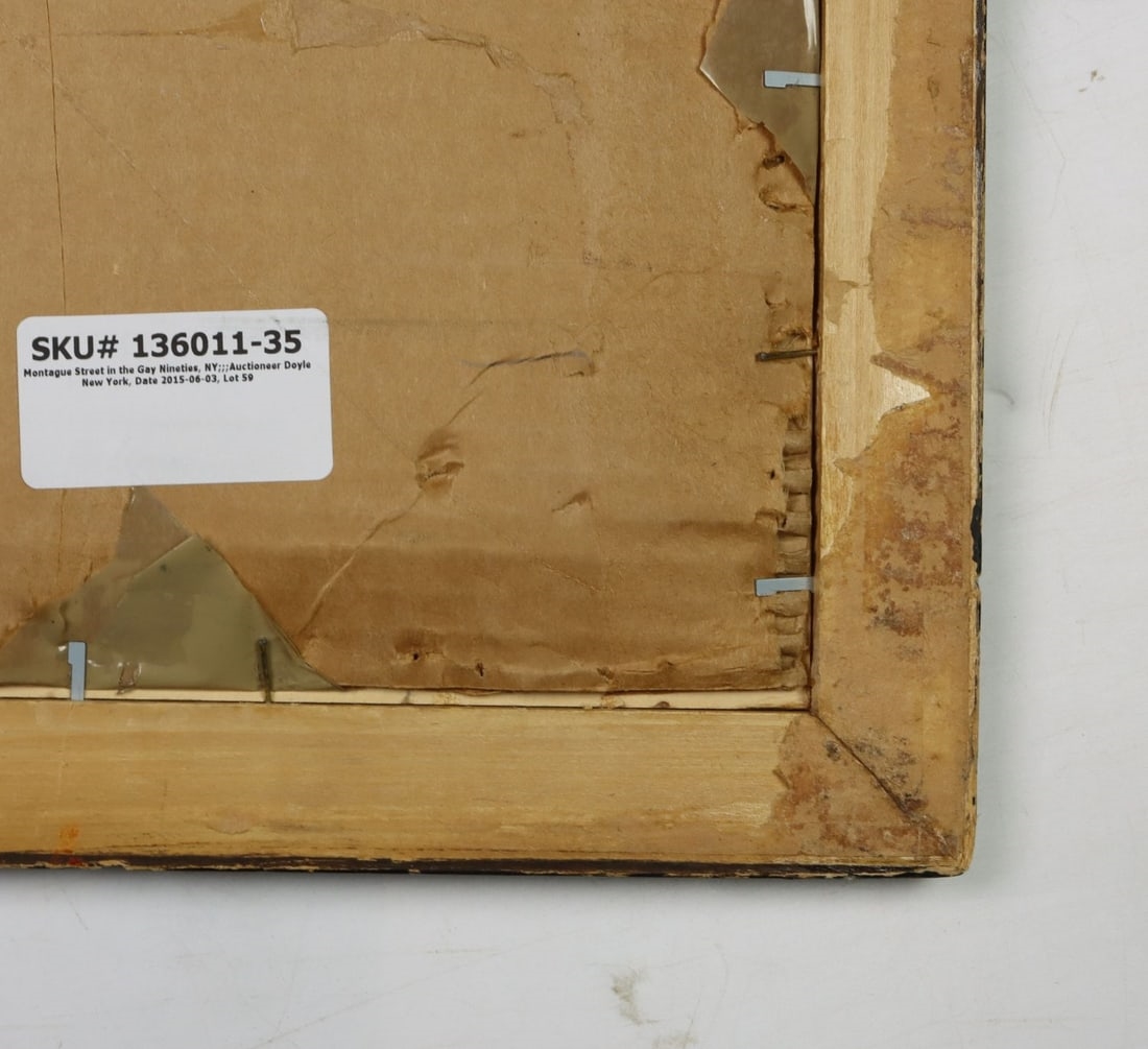 Artwork by Allen B. Doggett, Montague Street in the Gay Nineties, NY, Made of gouache on heavy paper