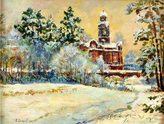 Winter Landscape with Church - Andrei Shagarov