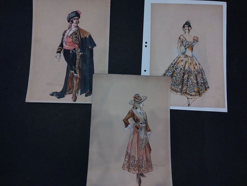 Artwork by Charles Bétout, Costumes for a performance of this three-act operetta by Franz Lehár circa 1929, Made of silkscreen on paper