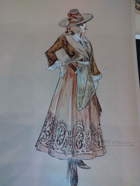 Artwork by Charles Bétout, Costumes for a performance of this three-act operetta by Franz Lehár circa 1929, Made of silkscreen on paper