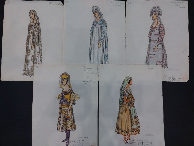 Artwork by Charles Bétout, Costumes for a performance of this three-act operetta by Franz Lehár circa 1929, Made of silkscreen on paper