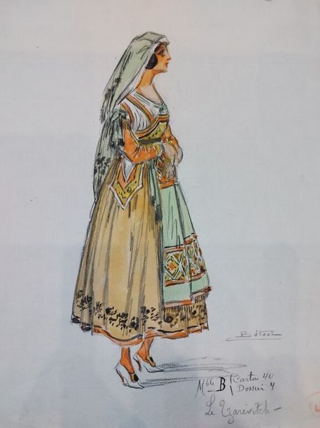 Artwork by Charles Bétout, Costumes for a performance of this three-act operetta by Franz Lehár circa 1929, Made of silkscreen on paper