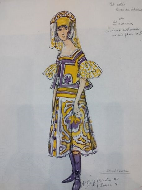 Artwork by Charles Bétout, Costumes for a performance of this three-act operetta by Franz Lehár circa 1929, Made of silkscreen on paper