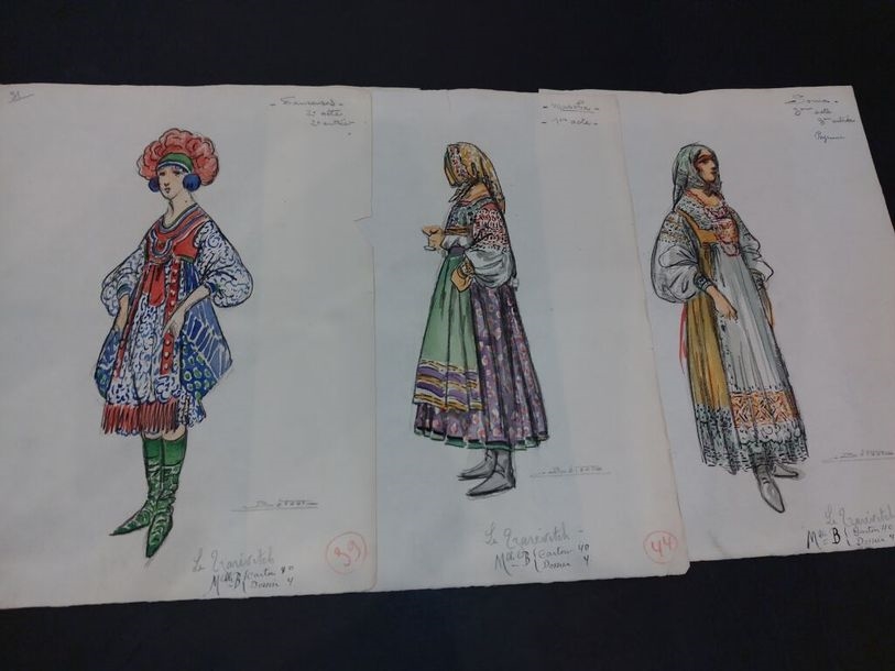 Artwork by Charles Bétout, Costumes for a performance of this three-act operetta by Franz Lehár circa 1929, Made of silkscreen on paper
