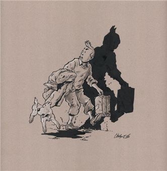 Sans titre Technique mixte sur papier coloré. Signé en bas à droite - Christophe Chabouté