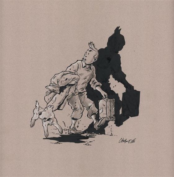 Sans titre Technique mixte sur papier coloré. Signé en bas à droite - Christophe Chabouté