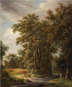 Travellers on a forest road by Castle De Haar - Egbert van Drielst