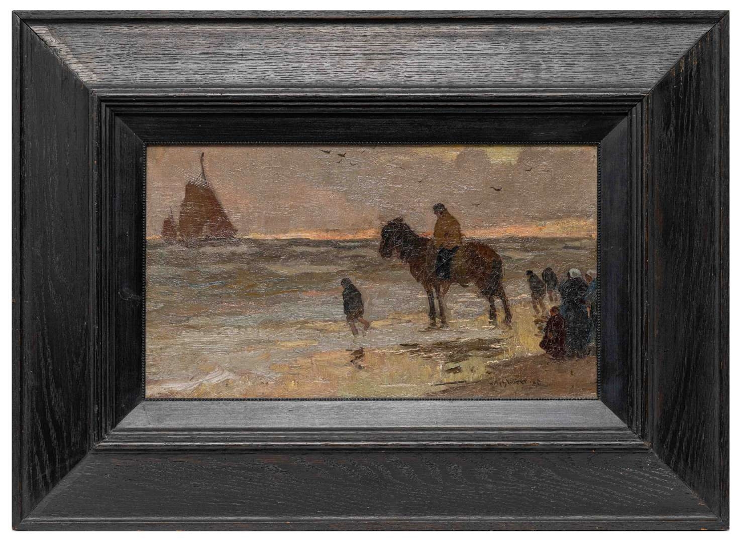 Artwork by Willy Sluiter, Waiting for the arrival of the fleet, Made of oil on canvas